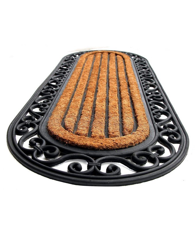 Onlymat PVC Backing  Natural Rubber Coir Oval Long-Lasting