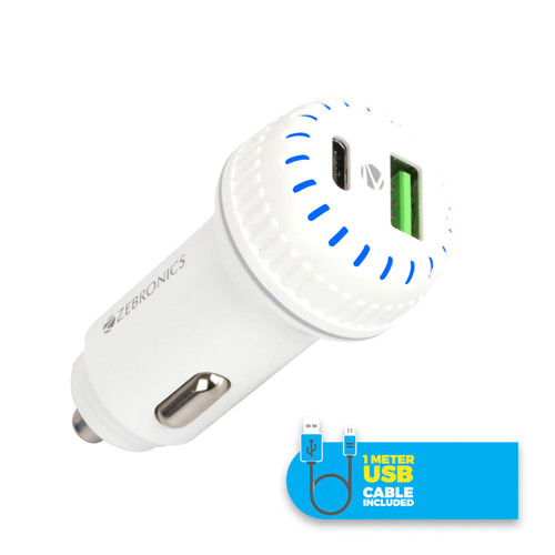 Zebronics ZEB-CC5236Q ZEBRONICS CAR CHARGER WITH USB TYPE C CABLE