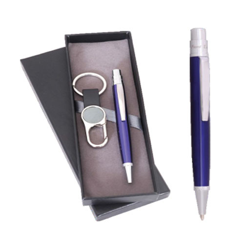 Blue Ball Pen Set with Key Ring with Hook