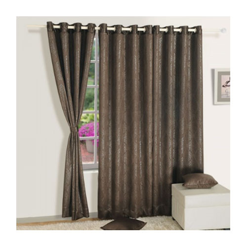 RAW UMBER BLACK JACQUARD BLACKOUT CURTAIN