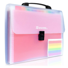 FASTUNBOX (LABEL) Expanding File Folder13Pockets A4 Expanding Accordion File Folder with Handle and Buckle Closure