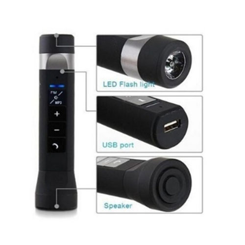 Portable LED Flashlight with BT Power Bank and USB Charger