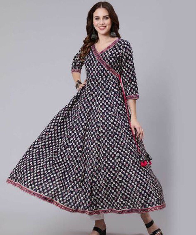 rytras Women's Cotton Printed Straight Kurta