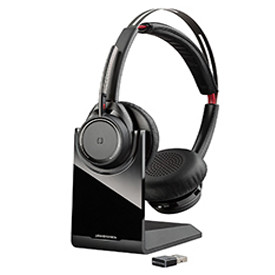 POLY VOYAGER FOCUS II WIRELESS HEADPHONE WITH MIC PLUS CHARGING STAND