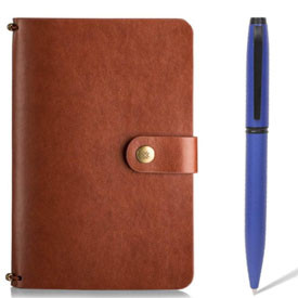 Quikrite Brown Pennline Atlas Brass Ballpoint Pen Matte BlueWith Matte Black Trims